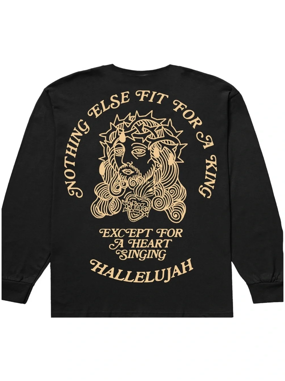 Brandon Lake Black Graphic “For A King” Long Sleeve Crew Fleece Pullover Unisex
